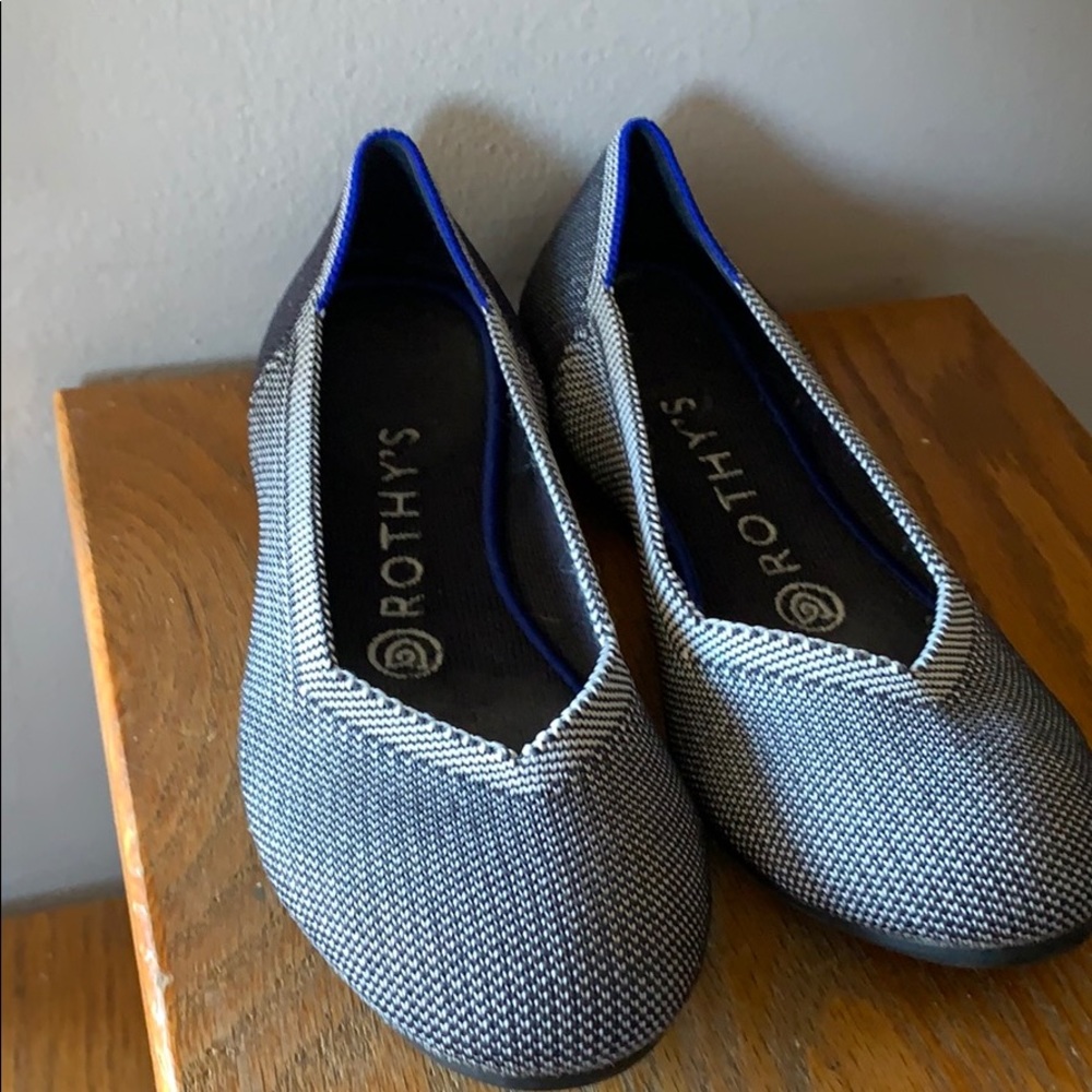 Blue fabric Rothy flats
